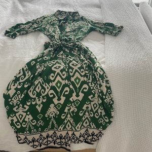 Zara green maxi with tie at waist